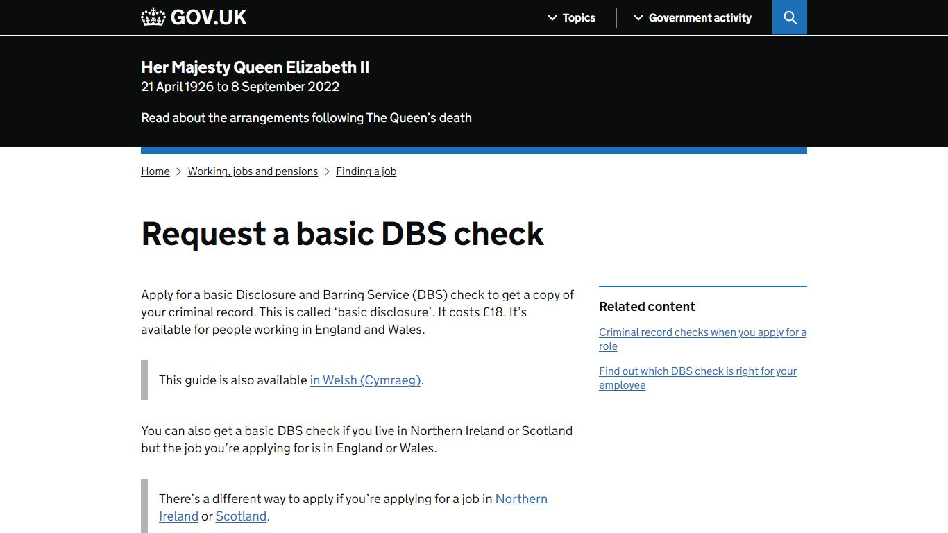 Request a basic DBS check - GOV.UK